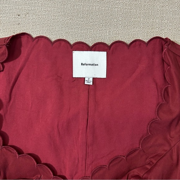 Reformaiton Elianna Top - Chianti Burgundy Red Wine Cotton Blouse French Holiday - Picture 6 of 12